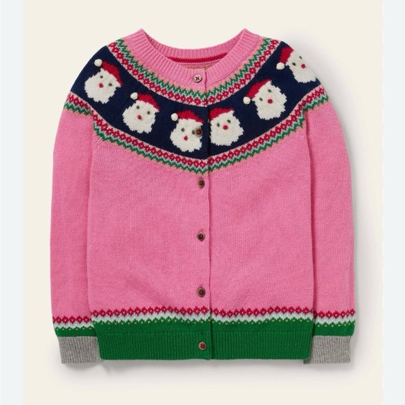 Mini Boden Other - Mini Boden Pink Santa Sweater
